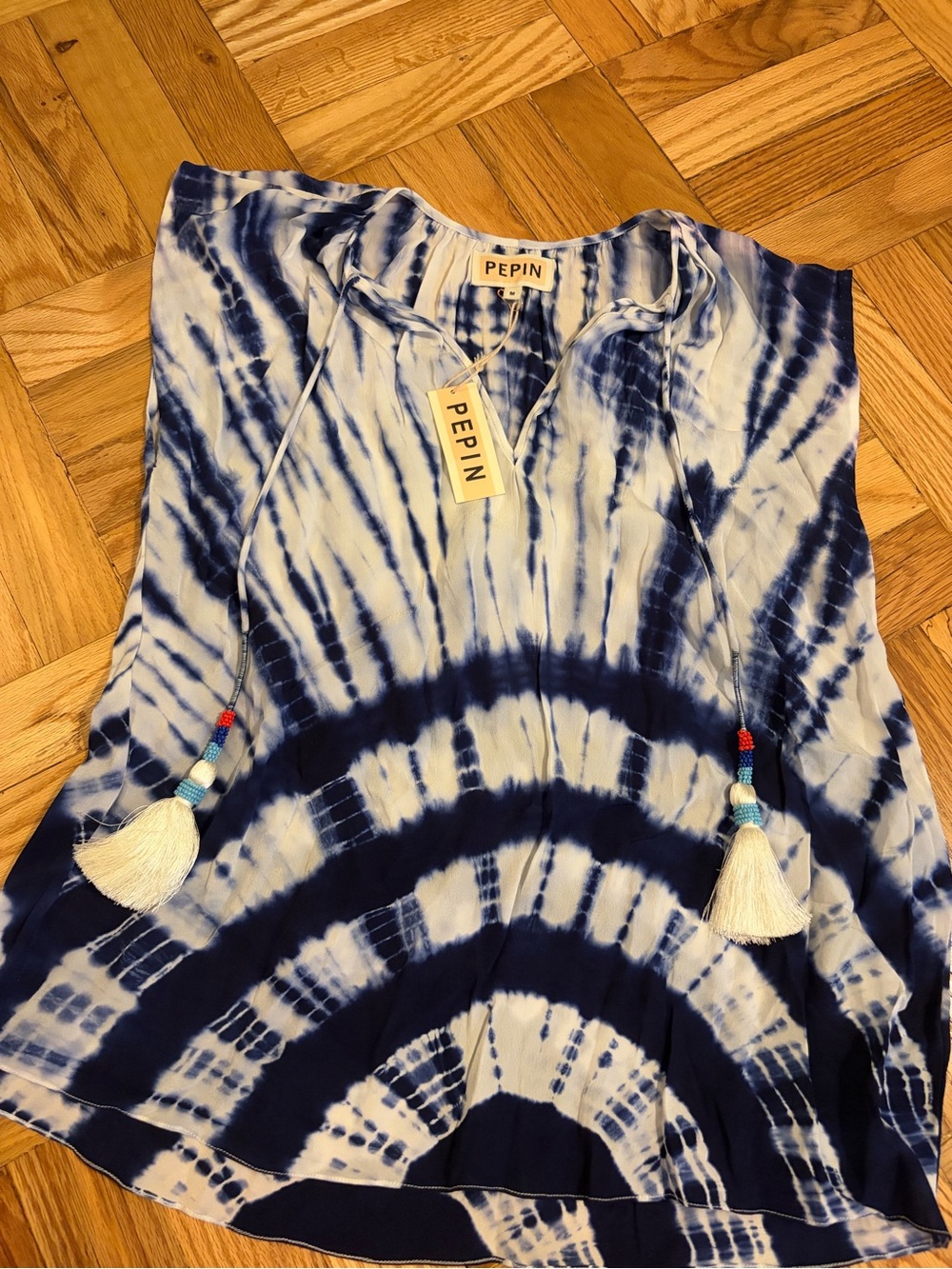 Anthropologie PEPIN Navy Tie-Dye Sleeveless Women's Top
